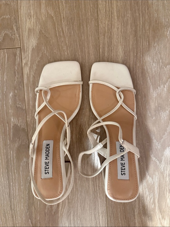 Steve Madden Shoes - Steve Madden Cream/White Strappy Square-Toe Heels